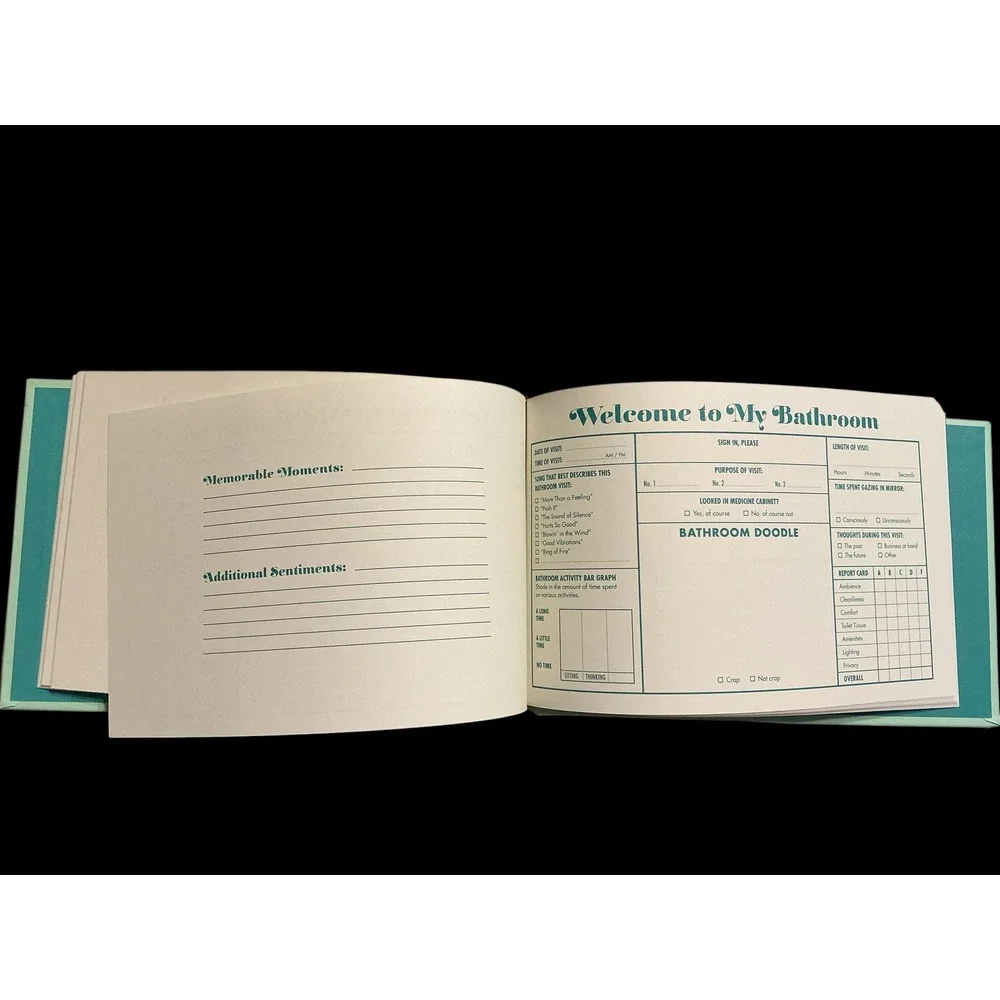 Knock Knock Bathroom Guest Book Mint Green Hardcover Gold Foil Funny Gift Humor